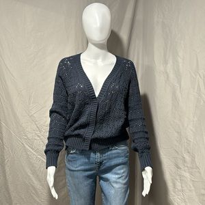 Olivia Sky Navy Chunky Knit Cardigan Medium Women’s